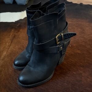 Curfew Black Ankle Boots with Buckle Detail